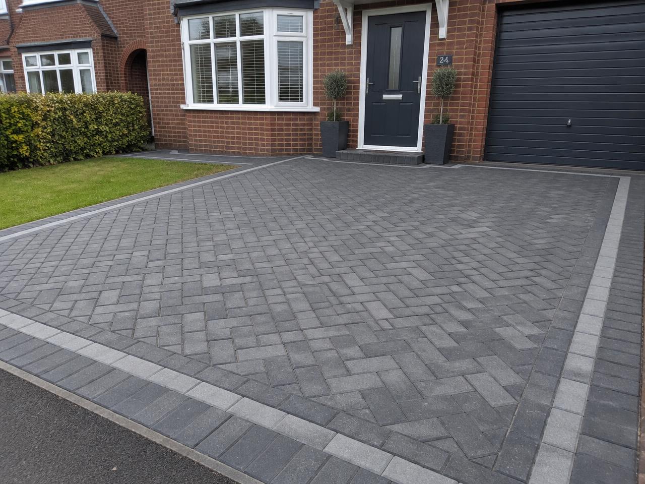 Herringbone block paving driveway installed by Strong Drives in Leicestershire