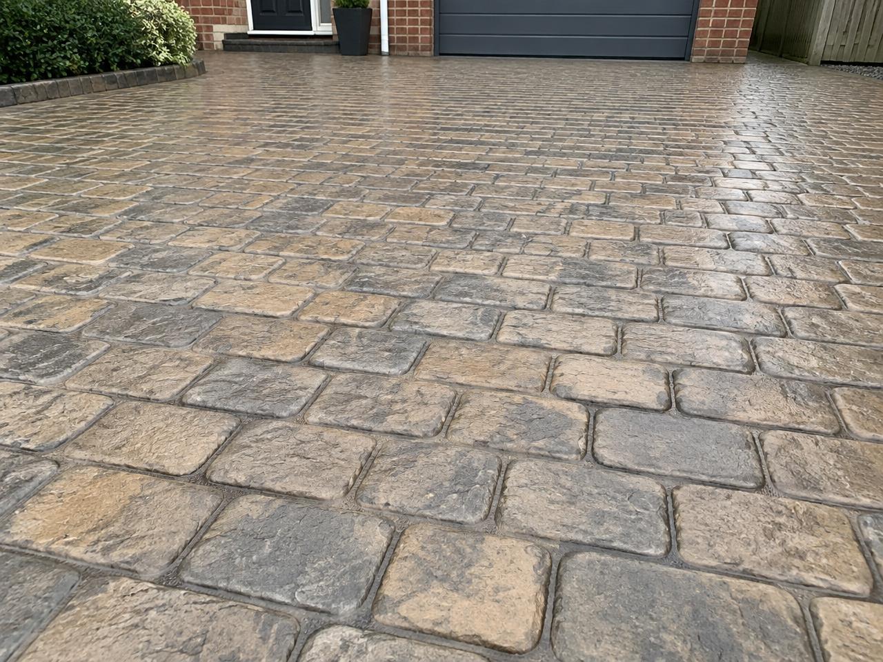 Pattern imprinted concrete cobblecrete driveway in Leicestershire
